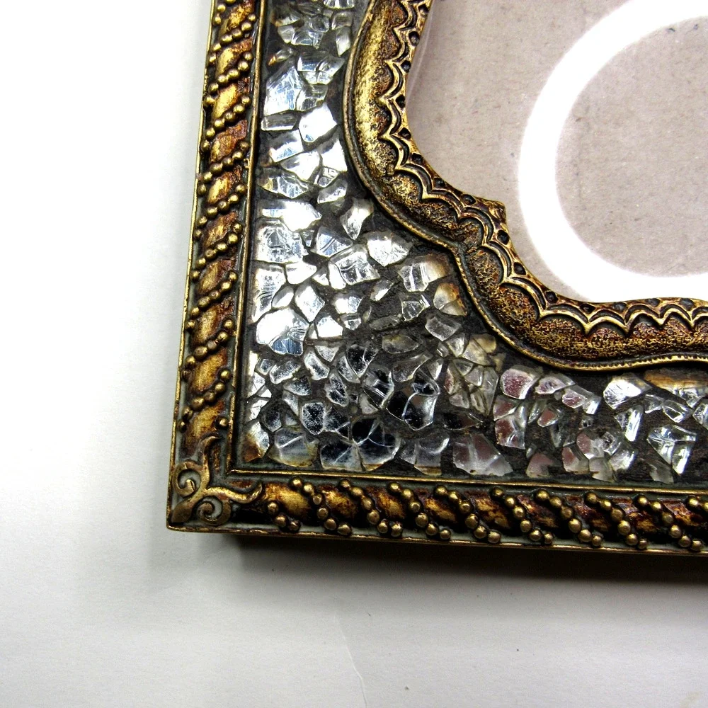 Picture Frame Ornate with Gold-Tone Scalloped Edges 9x7 Mosaic